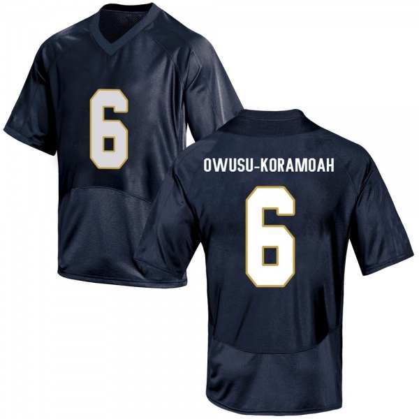 Jeremiah Owusu-Koramoah Notre Dame Fighting Irish NCAA Men's #6 Navy Blue Game College Stitched Football Jersey MYN6055BT